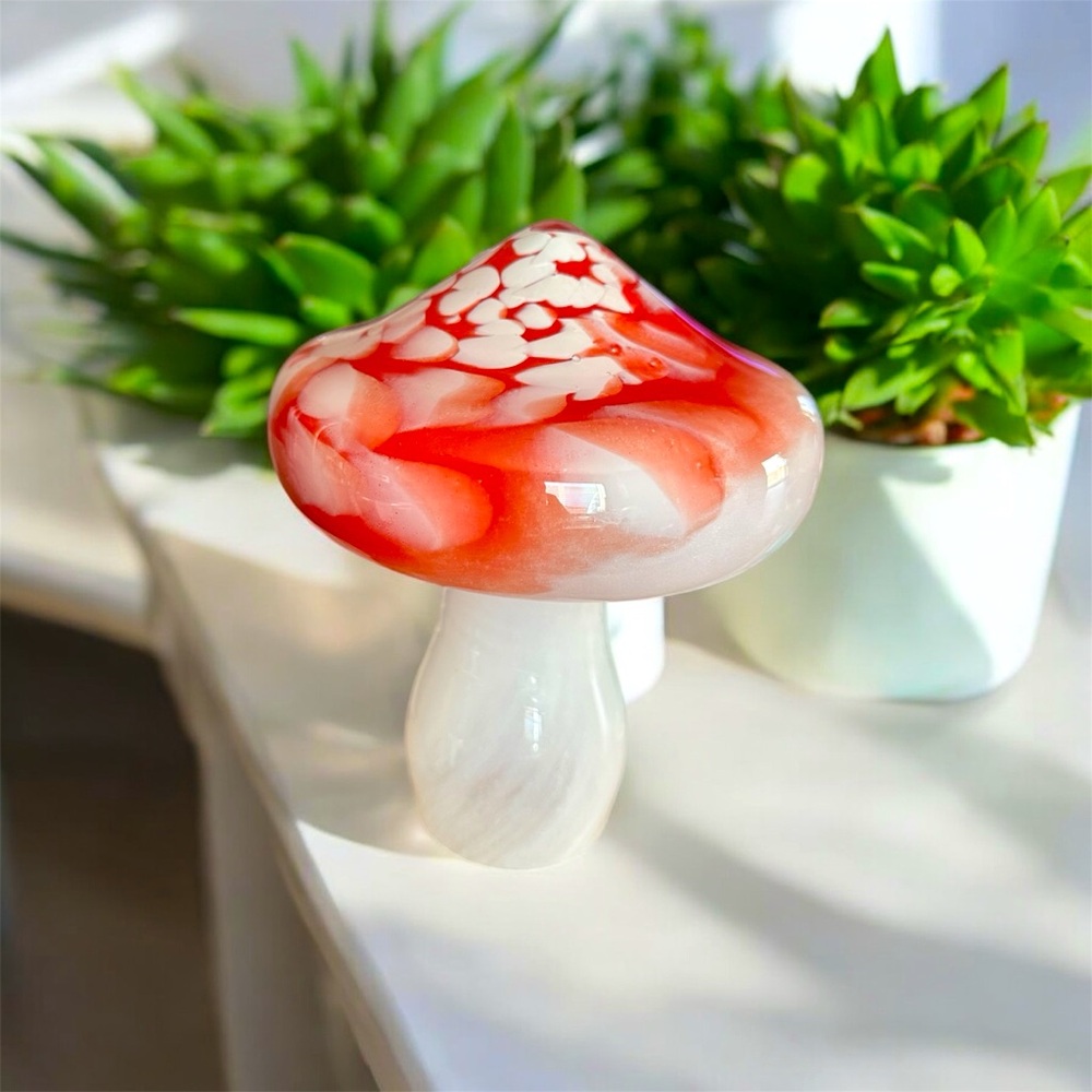 Glass Mushroom Decor Art
